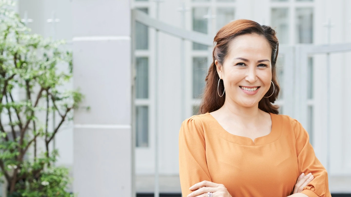 Patient smiling after weight loss success